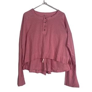Free People Pink Striped Pajama Top